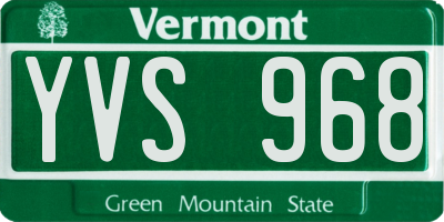 VT license plate YVS968