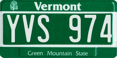 VT license plate YVS974