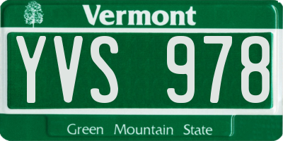 VT license plate YVS978