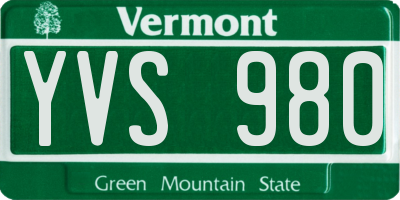 VT license plate YVS980