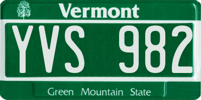 VT license plate YVS982
