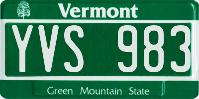 VT license plate YVS983