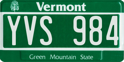 VT license plate YVS984