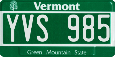 VT license plate YVS985