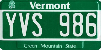 VT license plate YVS986