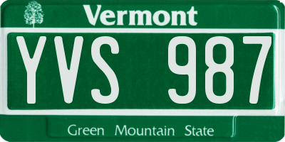 VT license plate YVS987