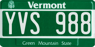 VT license plate YVS988