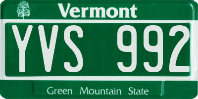VT license plate YVS992