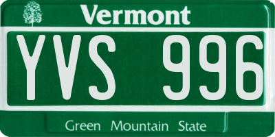 VT license plate YVS996