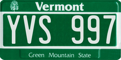 VT license plate YVS997