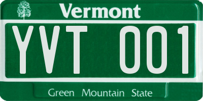 VT license plate YVT001