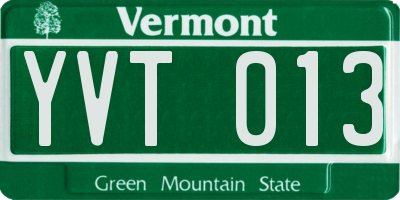 VT license plate YVT013