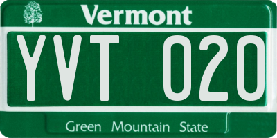 VT license plate YVT020