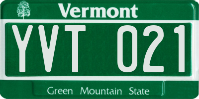 VT license plate YVT021