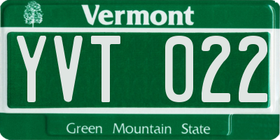 VT license plate YVT022