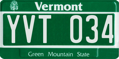VT license plate YVT034