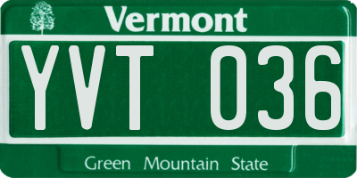 VT license plate YVT036