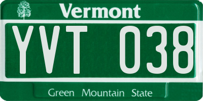 VT license plate YVT038