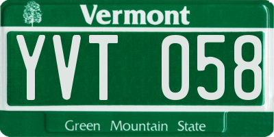 VT license plate YVT058
