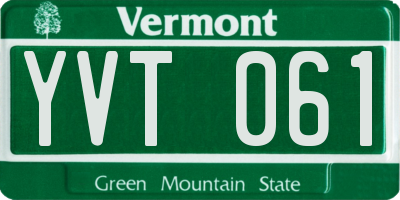 VT license plate YVT061