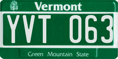 VT license plate YVT063