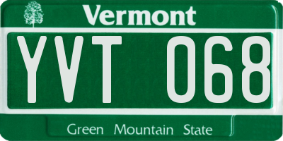 VT license plate YVT068