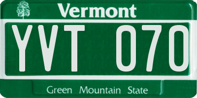 VT license plate YVT070