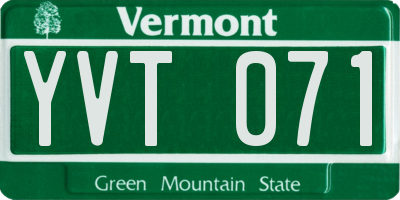 VT license plate YVT071