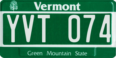 VT license plate YVT074