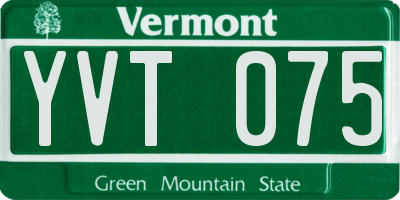 VT license plate YVT075