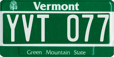 VT license plate YVT077