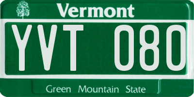 VT license plate YVT080