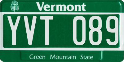 VT license plate YVT089