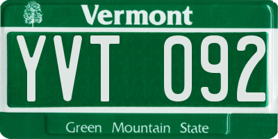 VT license plate YVT092