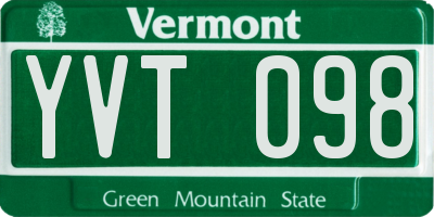 VT license plate YVT098