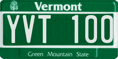 VT license plate YVT100