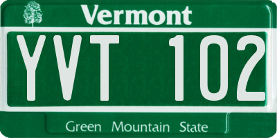 VT license plate YVT102