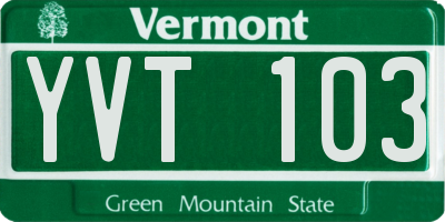 VT license plate YVT103