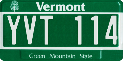 VT license plate YVT114