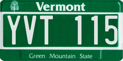 VT license plate YVT115