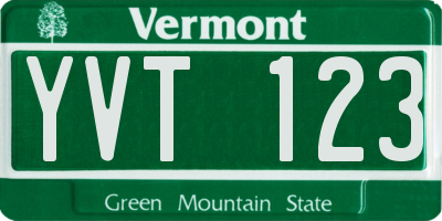 VT license plate YVT123