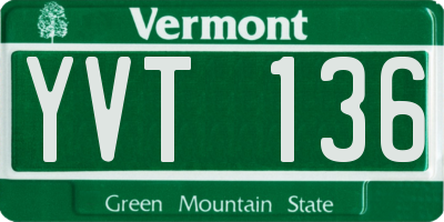 VT license plate YVT136