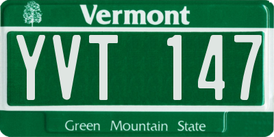 VT license plate YVT147