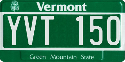 VT license plate YVT150