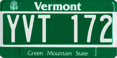 VT license plate YVT172