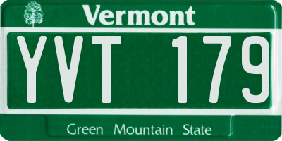 VT license plate YVT179