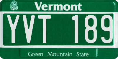 VT license plate YVT189