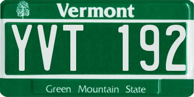 VT license plate YVT192