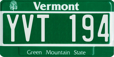 VT license plate YVT194
