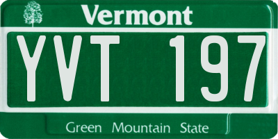 VT license plate YVT197